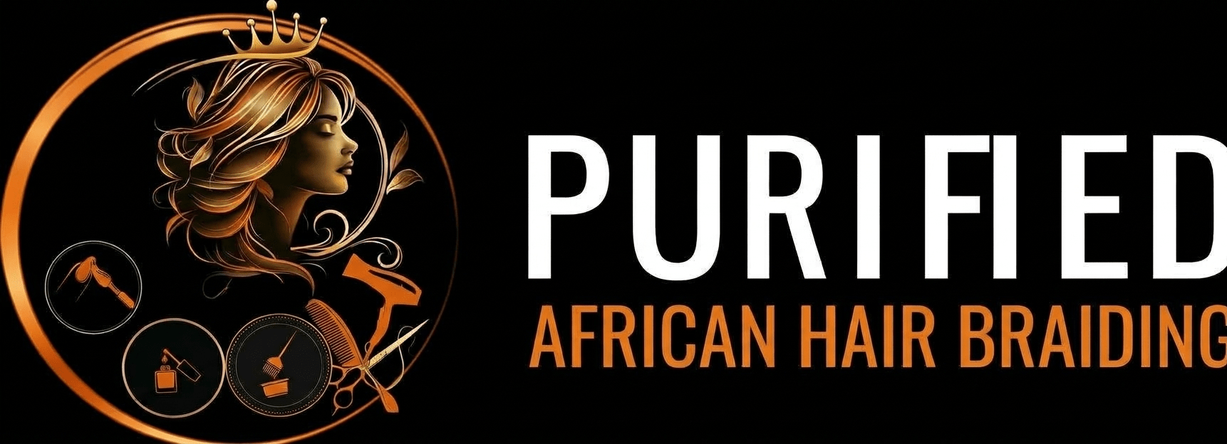 Purified african hair braiding logo with orange color